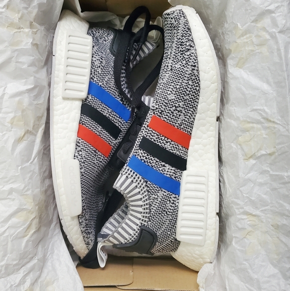 adidas NMD R1 Tri Color Stripes Primeknit, White, Size 5 US, BB2888  - Picture 2 of 3